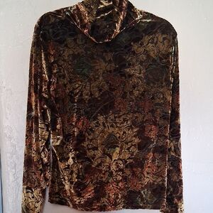 Velvet Floral Long Sleeve Top
